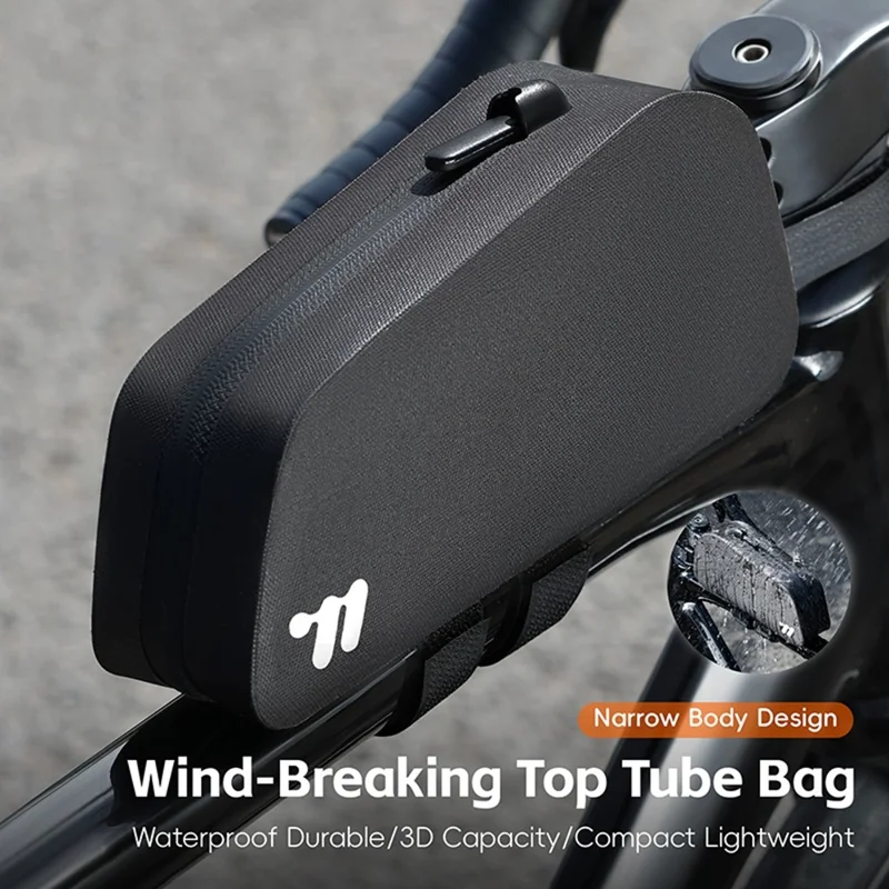 WEST BIKING YP0707425 Bicycle Front Frame Bag TPU Waterproof Cycling Storage Bag for Mountain Road Bike - Black