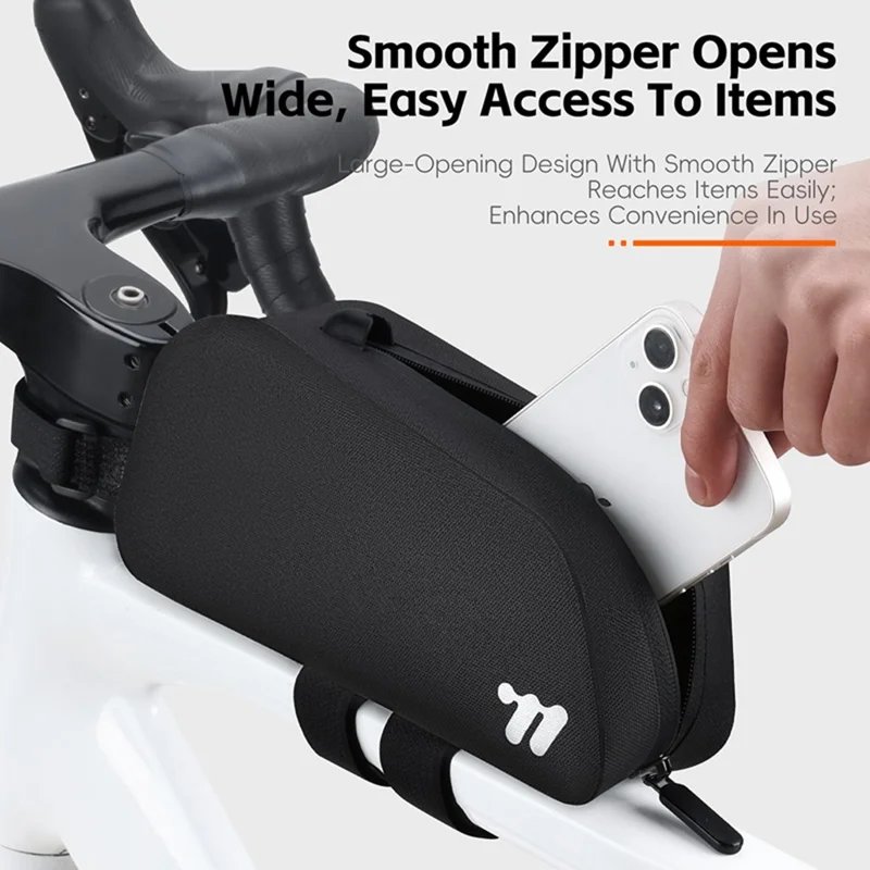 WEST BIKING YP0707425 Bicycle Front Frame Bag TPU Waterproof Cycling Storage Bag for Mountain Road Bike - Black