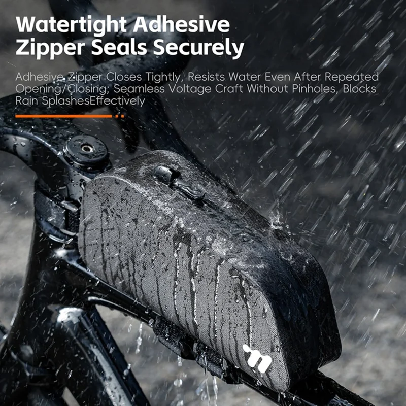 WEST BIKING YP0707425 Bicycle Front Frame Bag TPU Waterproof Cycling Storage Bag for Mountain Road Bike - Black