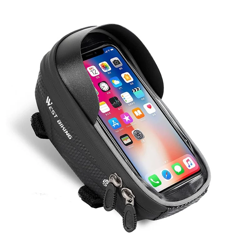 WEST BIKING Bolsa para Bicicleta, Bolsa à Prova d'Água para Montagem de Telefone na Bicicleta, Bolsa para Quadro e Guidão com Suporte Sensível ao Toque para Celulares
