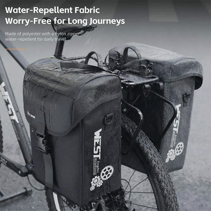 WEST BIKING YP0707428 Bicycle Pannier Bag 16L Rear Rack Pack Water Resistant for Cycling - Black  /  Grey