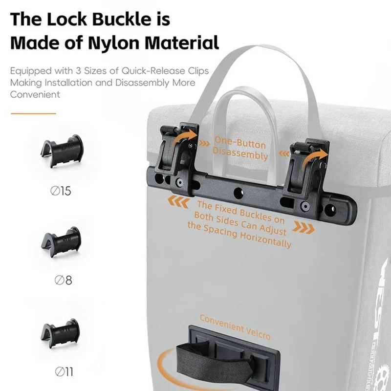 WEST BIKING YP0707428 Bicycle Pannier Bag 16L Rear Rack Pack Water Resistant for Cycling - Black  /  Grey