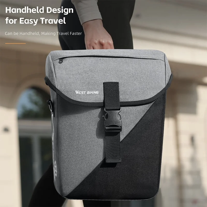 WEST BIKING YP0707428 Bicycle Pannier Bag 16L Rear Rack Pack Water Resistant for Cycling - Black  /  Grey