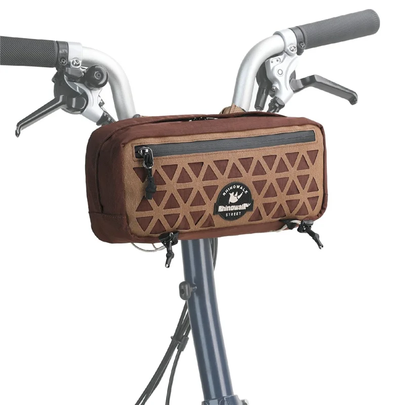 RHINOWALK BCT0209 Bicycle Front Handlebar Bag Cycling Storage Pouch Foldable Bike Head Pack for Outdoor - Brown