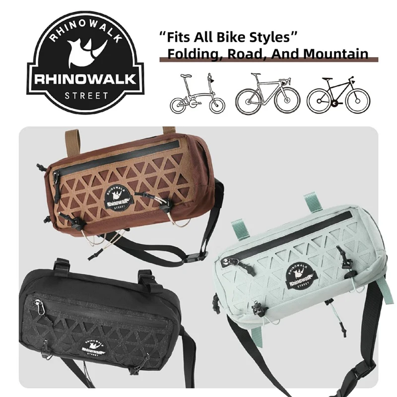 RHINOWALK BCT0209 Bicycle Front Handlebar Bag Cycling Storage Pouch Foldable Bike Head Pack for Outdoor - Brown