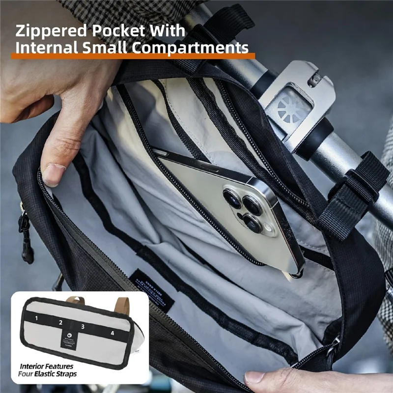 RHINOWALK BCT0209 Bicycle Front Handlebar Bag Cycling Storage Pouch Foldable Bike Head Pack for Outdoor - Brown