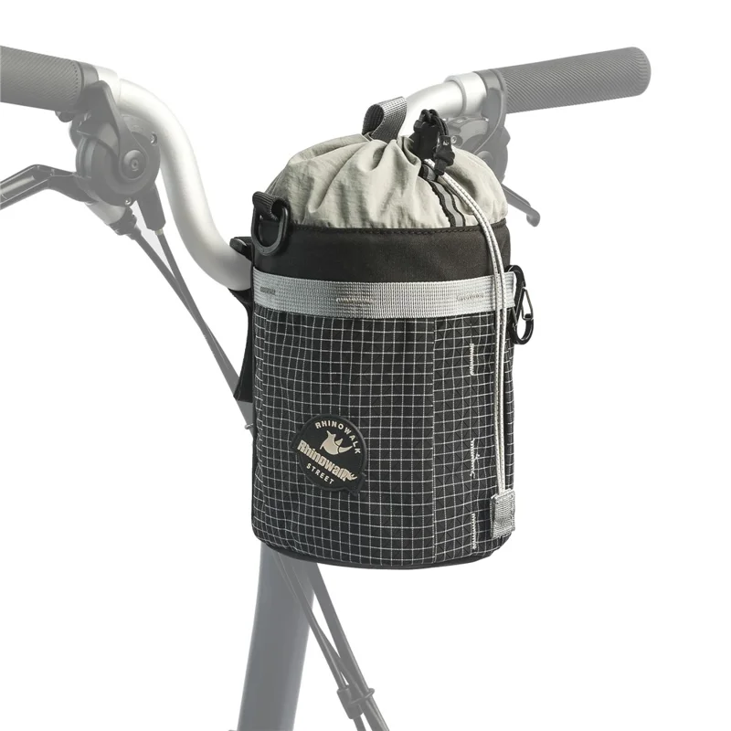 RHINOWALK BCT0207 2.5L Capacity Bicycle Handlebar Bag Foldable Bike Storage Bag with Separate Compartment and Carabiner - Black