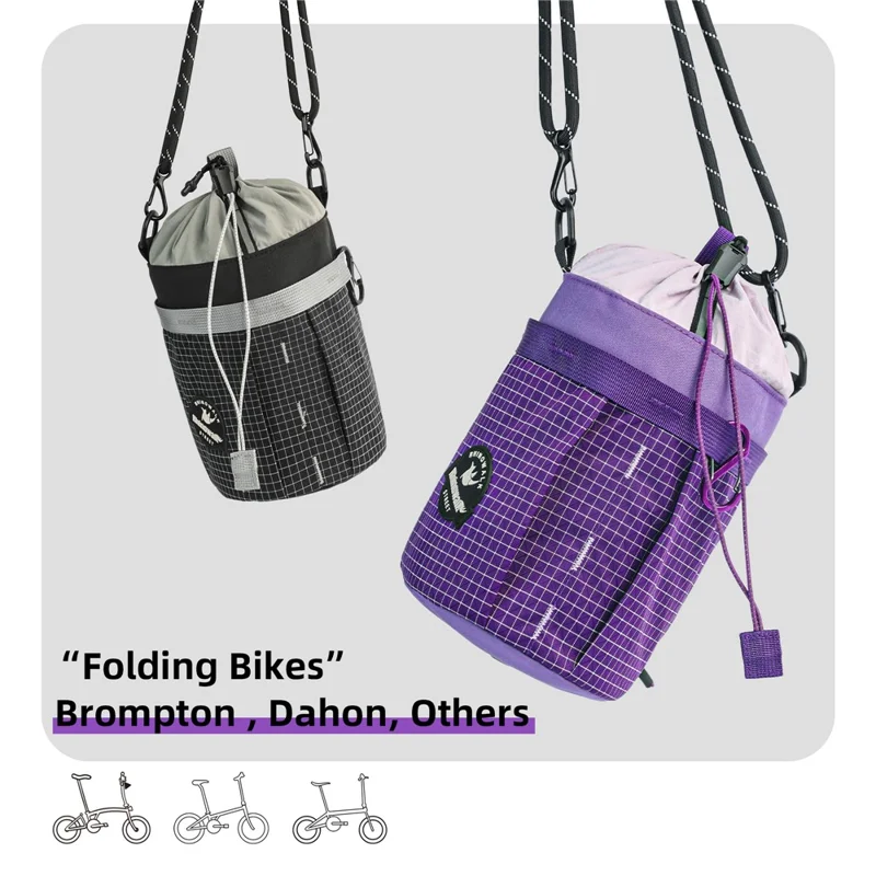 RHINOWALK BCT0207 2.5L Capacity Bicycle Handlebar Bag Foldable Bike Storage Bag with Separate Compartment and Carabiner - Black