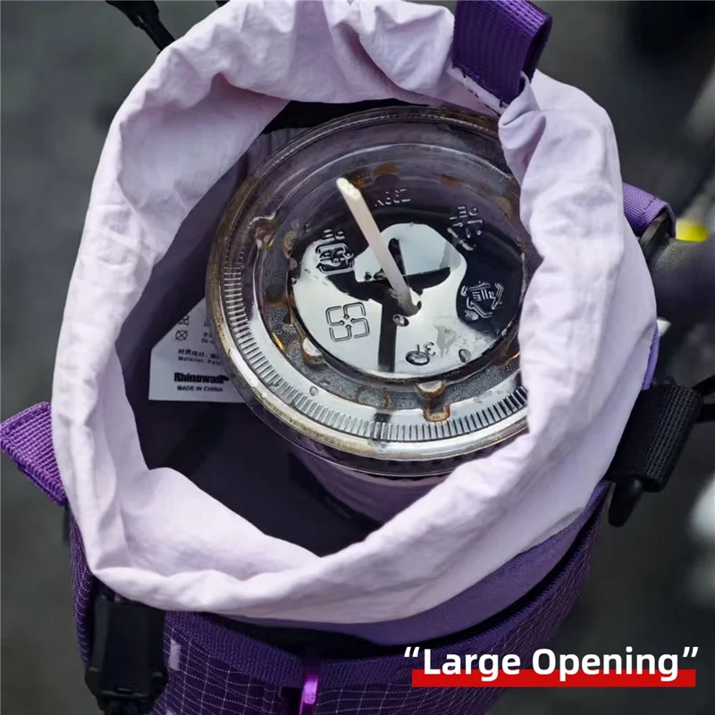 RHINOWALK BCT0207 2.5L Capacity Bicycle Handlebar Bag Foldable Bike Storage Bag with Separate Compartment and Carabiner - Black