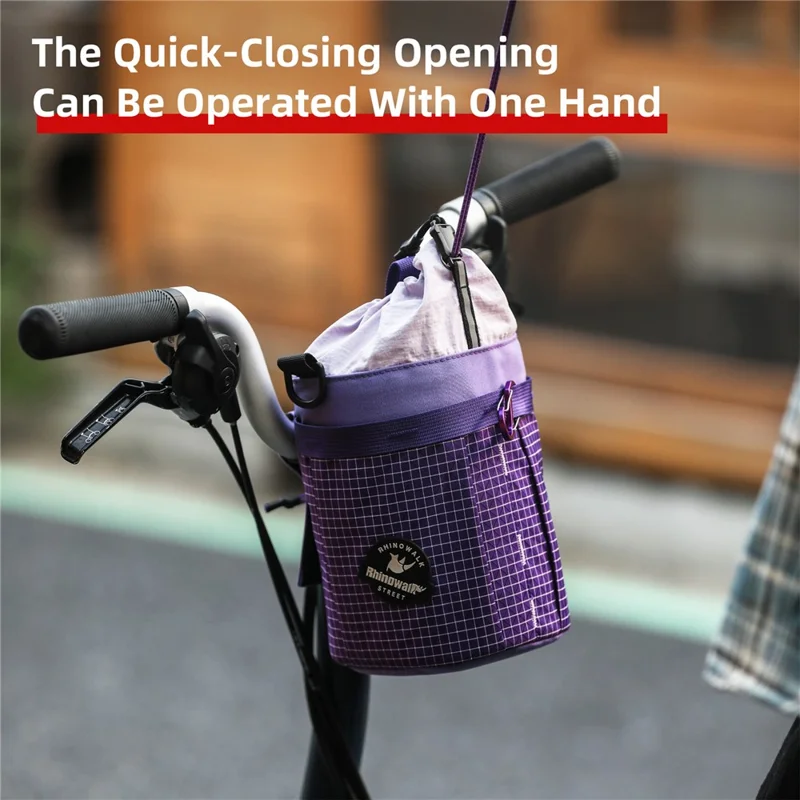 RHINOWALK BCT0207 2.5L Capacity Bicycle Handlebar Bag Foldable Bike Storage Bag with Separate Compartment and Carabiner - Black