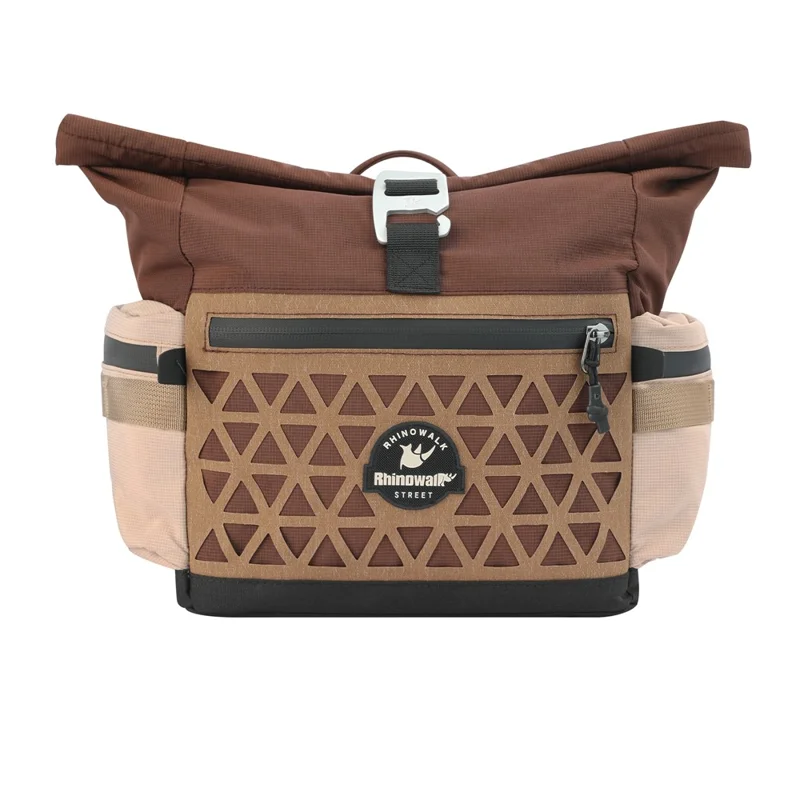 RHINOWALK BCT0208 For Folding Bike 6.5L Handlebar Bag with Shoulder Strap Cycling Storage Bag with Rain Cover - Coffee