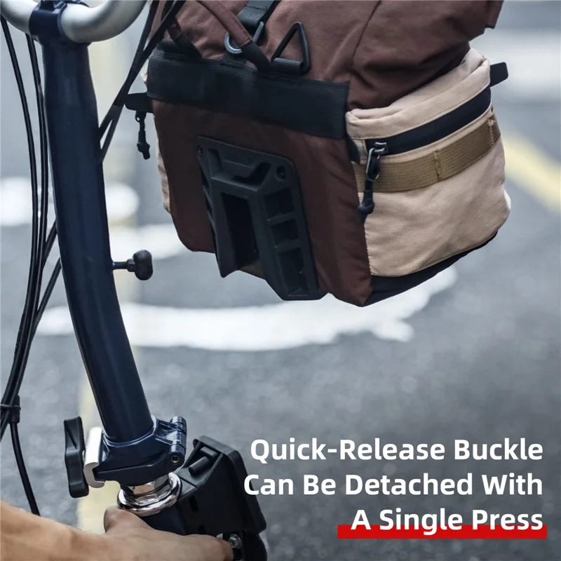 RHINOWALK BCT0208 For Folding Bike 6.5L Handlebar Bag with Shoulder Strap Cycling Storage Bag with Rain Cover - Coffee