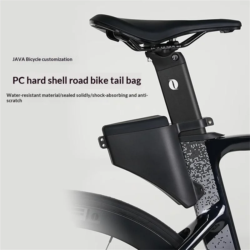For JAVA Road Bike Hard Shell Tail Bag Waterproof Storage Saddle Mount Tool Kit Compatible - Black