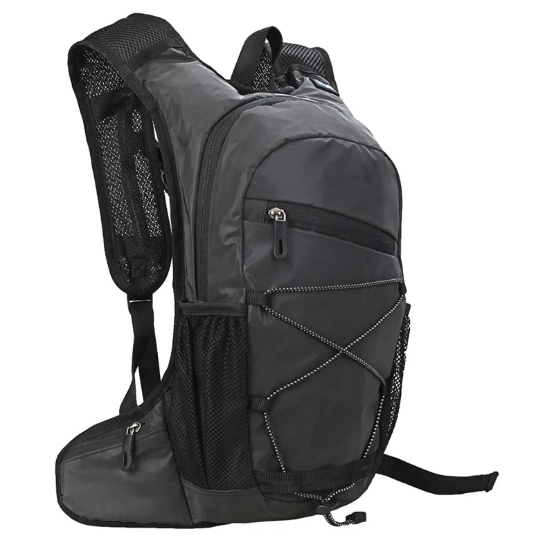 Running Cycling Backpack Reflective Lightweight Outdoor Sports Pack Water Bladder Compatible - Black