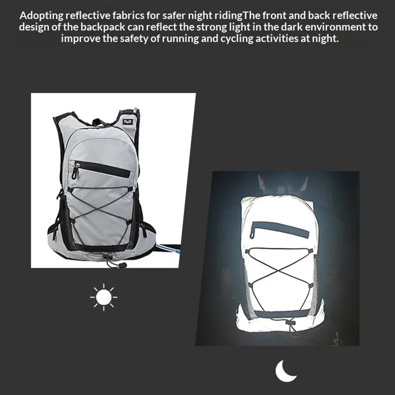 Running Cycling Backpack Reflective Lightweight Outdoor Sports Pack Water Bladder Compatible - Black