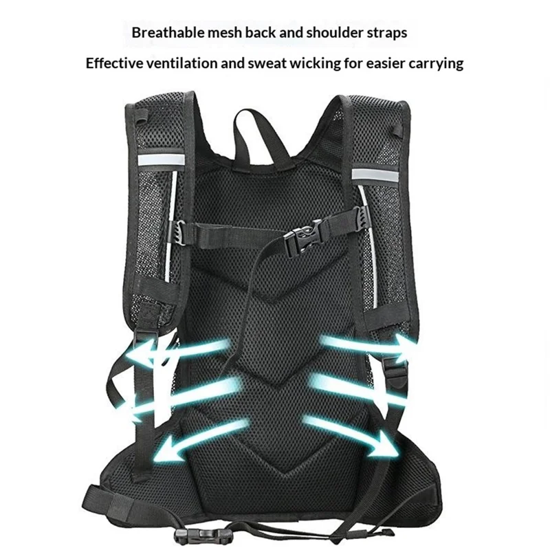 Running Cycling Backpack Reflective Lightweight Outdoor Sports Pack Water Bladder Compatible - Black