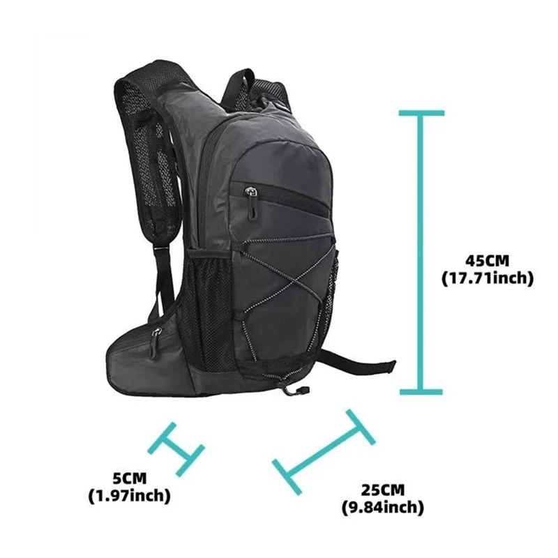 Running Cycling Backpack Reflective Lightweight Outdoor Sports Pack Water Bladder Compatible - Black