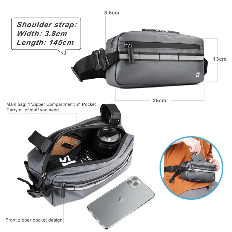 RHINOWALK Multifunctional Handlebar Bike Bag Bicycle Front Bag Shoulder Bag Waist Bag - Grey