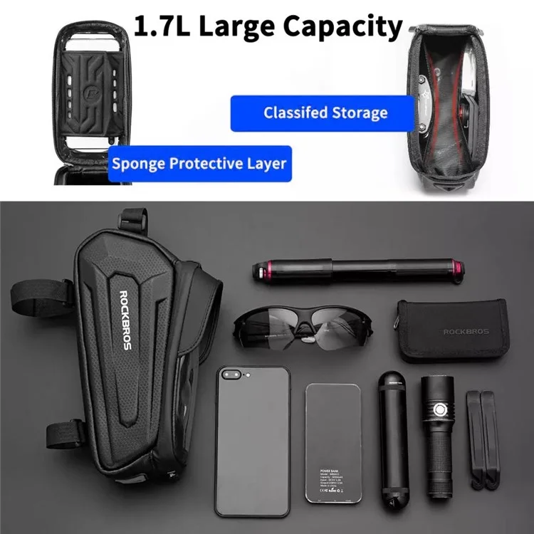 ROCKBROS Borsa per Bicicletta Impermeabile per Telaio, Borsa Pannier Top Tube Touch Screen per Ciclismo
