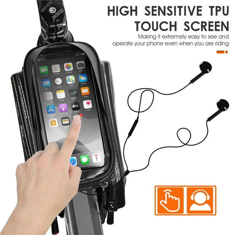 WEST BIKING 6.5inch Touch Screen Phone Bag Waterproof MTB Road Bike Top Tube Frame Bag