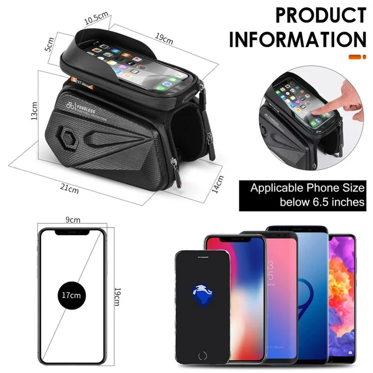 WEST BIKING 6.5inch Touch Screen Phone Bag Waterproof MTB Road Bike Top Tube Frame Bag