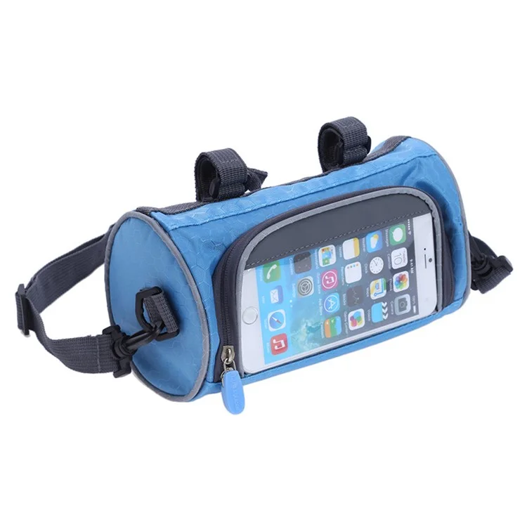 Electric Scooter Bike Handlebar Touch Screen Mobile Phone Pocket Waterproof Front Storage Bag - Blue