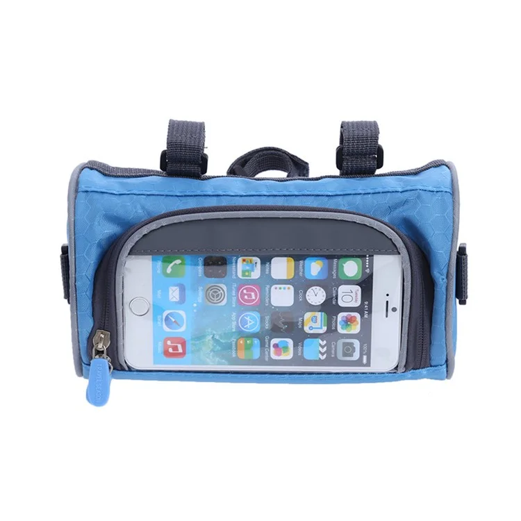 Electric Scooter Bike Handlebar Touch Screen Mobile Phone Pocket Waterproof Front Storage Bag - Blue