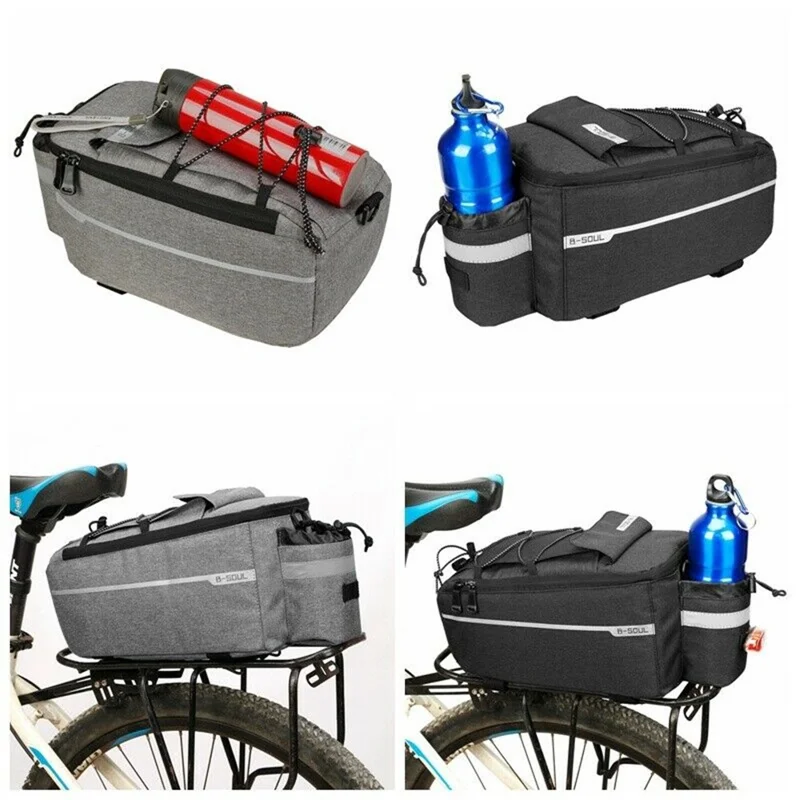 B-SOUL 10L Bicycle MTB Bike Waterproof Insulation Bag Rear Rack Tail Pannier Pack Cycling Bottle Holder Storage Bag - Black