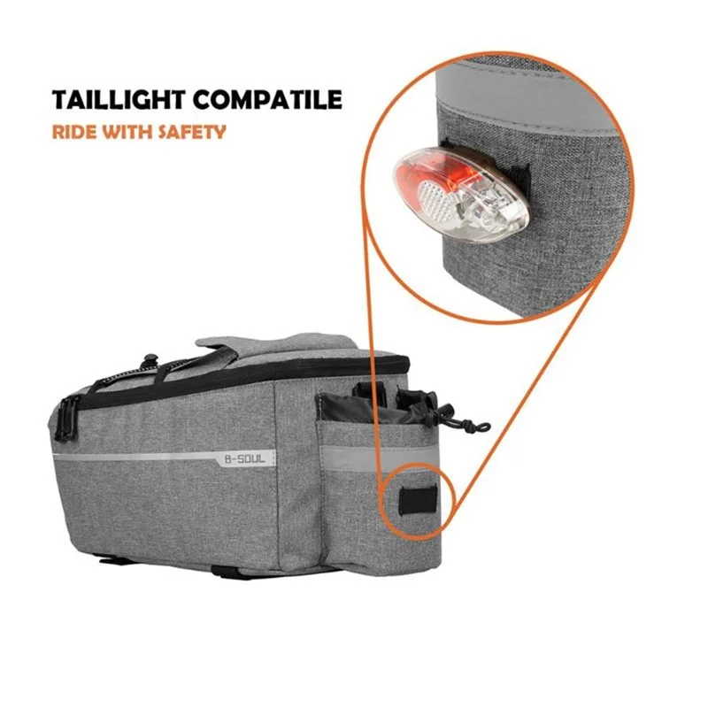 B-SOUL 10L Bicycle MTB Bike Waterproof Insulation Bag Rear Rack Tail Pannier Pack Cycling Bottle Holder Storage Bag - Black