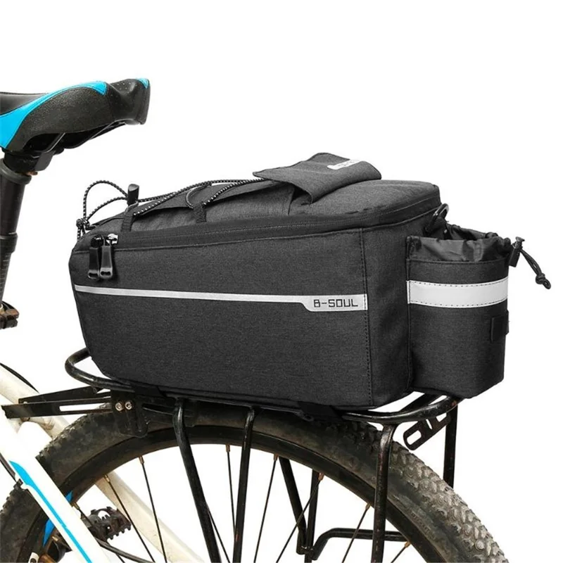 B-SOUL 10L Bicycle MTB Bike Waterproof Insulation Bag Rear Rack Tail Pannier Pack Cycling Bottle Holder Storage Bag - Black