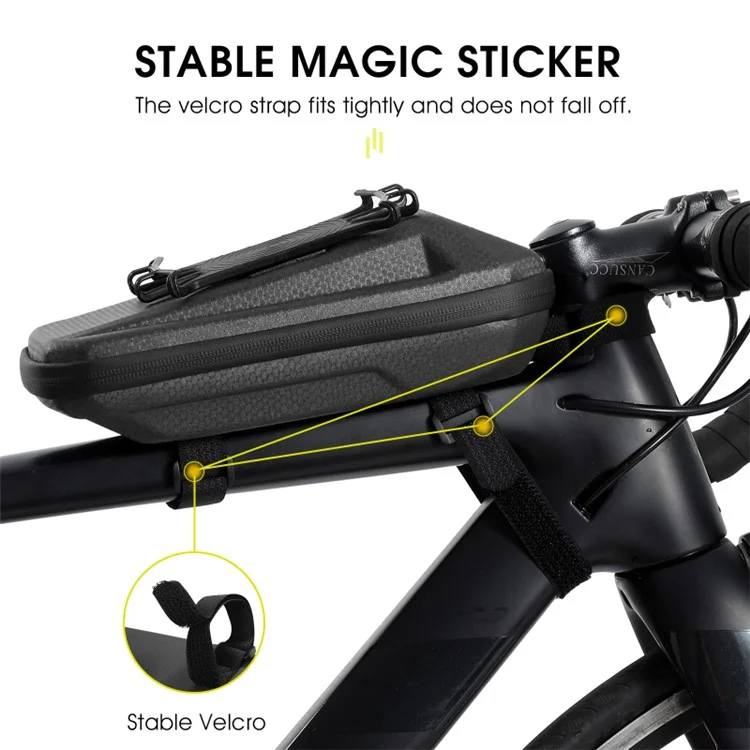 WEST BIKING YP0707263 Bolsa de Cuadro Delantera para Bicicleta Impermeable con Soporte para Teléfono Móvil - Negro