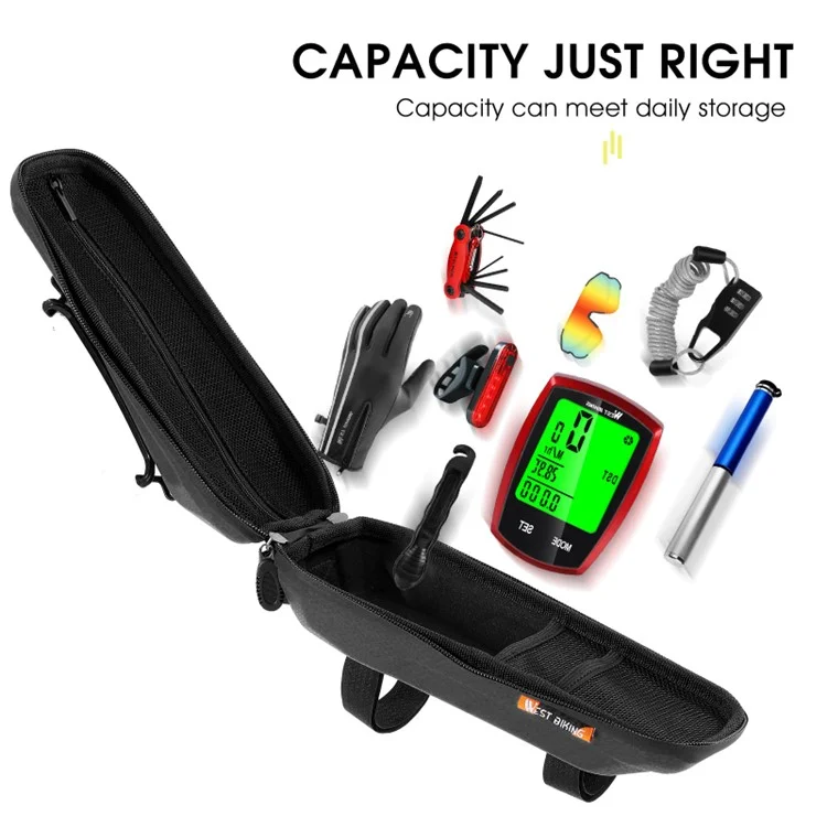 WEST BIKING YP0707263 Bolsa de Cuadro Delantera para Bicicleta Impermeable con Soporte para Teléfono Móvil - Negro