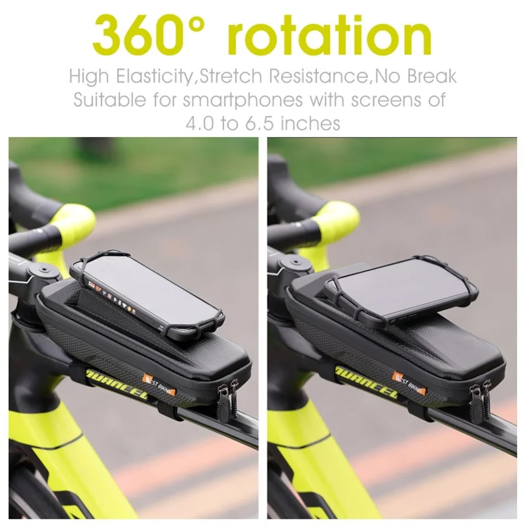 WEST BIKING YP0707263 Bolsa de Cuadro Delantera para Bicicleta Impermeable con Soporte para Teléfono Móvil - Negro