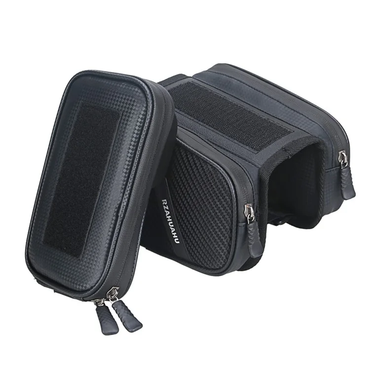 Waterproof Cycling Bike Front Frame Bag 7.2-inch Phone Touchscreen Visor Pouch Bicycle Top Tube Storage Bag