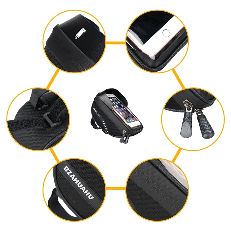 RZAHUAHU Waterproof Visor Design Bike Touch Screen 7.1-inch Phone Pocket Bicycle Cycling Handlebar Bag