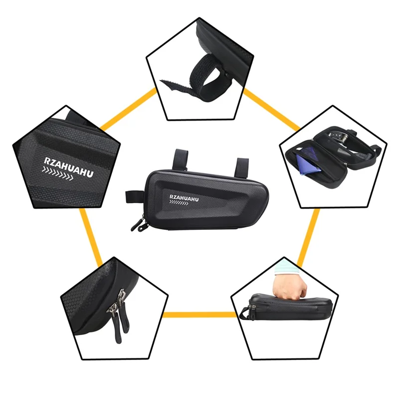 RZAHUAHU Bicycle Front Frame Hard Shell Bag Cycling Bike Waterproof Phone Tools Storage Bag