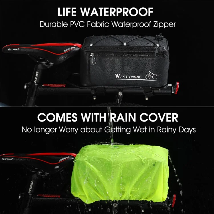 WEST BIKING 4L Large Capacity Bicycle Seat Saddle Bag Waterproof Bike Tail Storage Bag