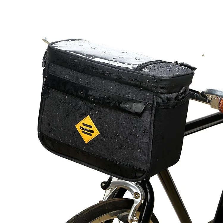 RZAHUAHU YA429 4.5L Bolsa Térmica Impermeável para Bicicleta MTB, Bolsa para Guidão de Bicicleta - Preto
