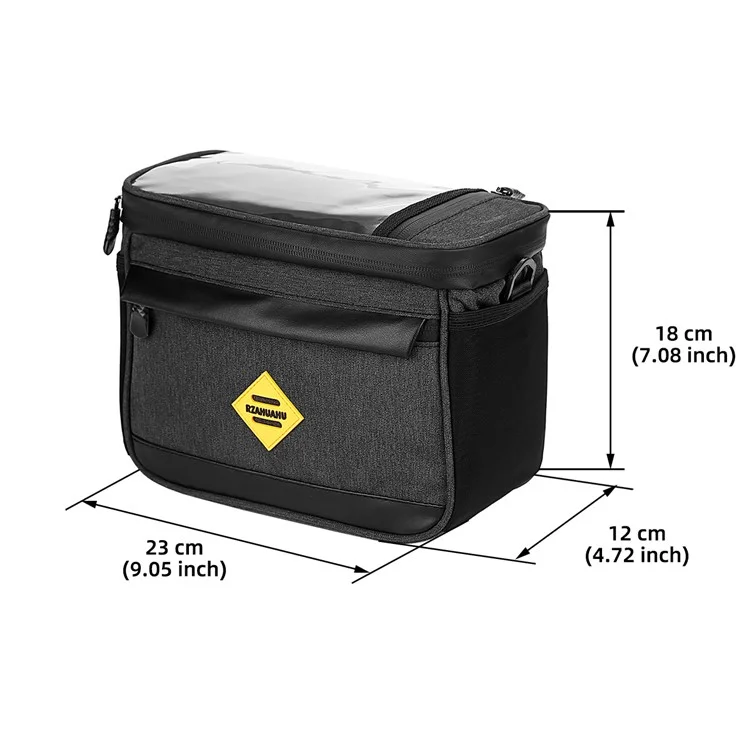 RZAHUAHU YA429 4.5L Bolsa Térmica Impermeável para Bicicleta MTB, Bolsa para Guidão de Bicicleta - Preto