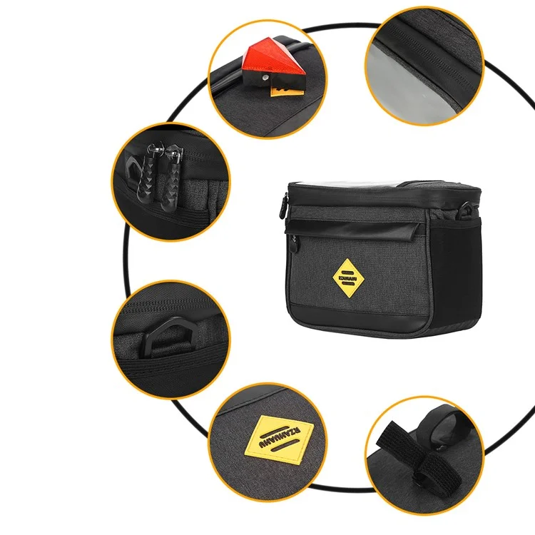 RZAHUAHU YA429 4.5L Bolsa Térmica Impermeável para Bicicleta MTB, Bolsa para Guidão de Bicicleta - Preto