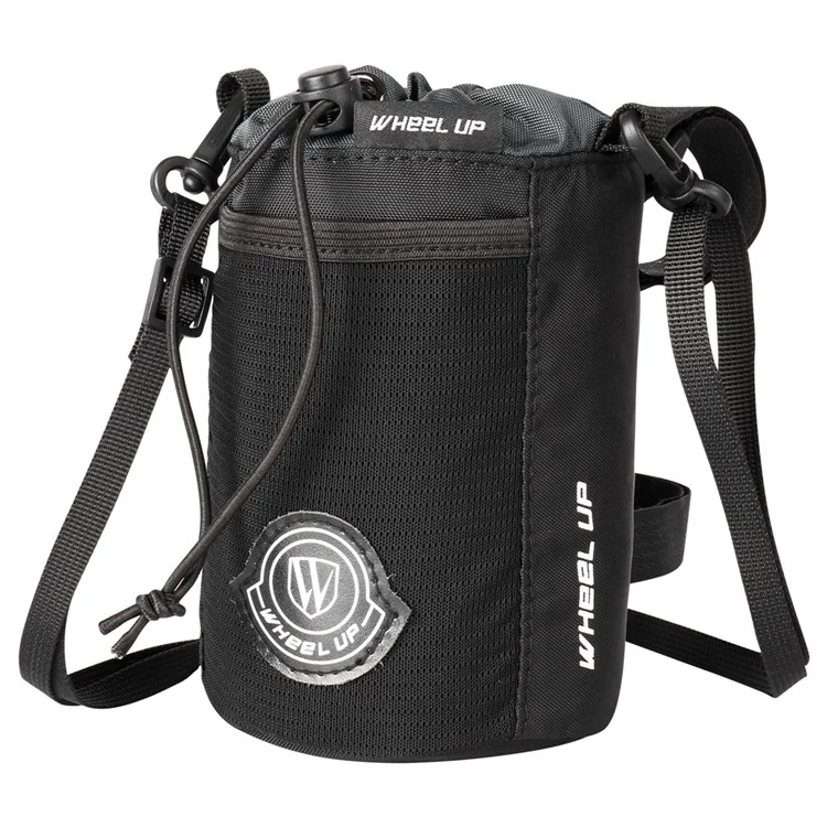 WHEEL UP SH006 Bike Handlebar Stem Bag Bicycle Water Bottle Holder Bag Shoulder Bag No Screws Installation Magic Tape Fastener for All Bikes Daily Use Touring Commuting - Black