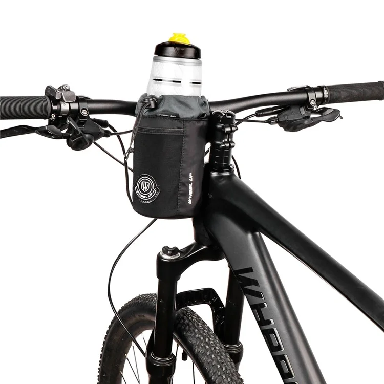 WHEEL UP SH006 Bike Handlebar Stem Bag Bicycle Water Bottle Holder Bag Shoulder Bag No Screws Installation Magic Tape Fastener for All Bikes Daily Use Touring Commuting - Black
