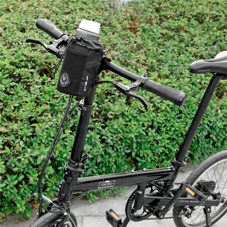 WHEEL UP SH006 Bike Handlebar Stem Bag Bicycle Water Bottle Holder Bag Shoulder Bag No Screws Installation Magic Tape Fastener for All Bikes Daily Use Touring Commuting - Black