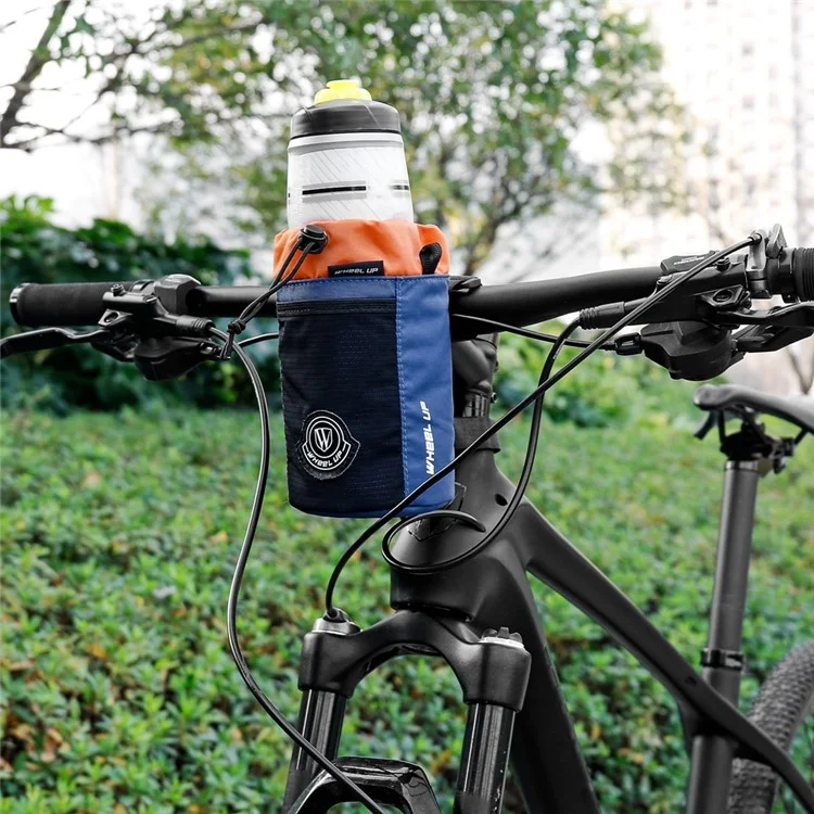 WHEEL UP SH006 Bike Handlebar Stem Bag Bicycle Water Bottle Holder Bag Shoulder Bag No Screws Installation Magic Tape Fastener for All Bikes Daily Use Touring Commuting - Black
