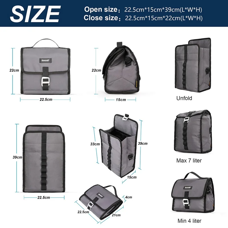 RHINOWALK RK9106 Bike Handlebar Bag Front Frame Bag Cycling Multifunction Shoulder Bag Saddle Bag Handbag with Detachable Shoulder Strap - Grey