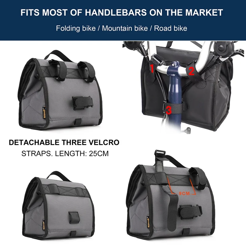RHINOWALK RK9106 Bike Handlebar Bag Front Frame Bag Cycling Multifunction Shoulder Bag Saddle Bag Handbag with Detachable Shoulder Strap - Grey