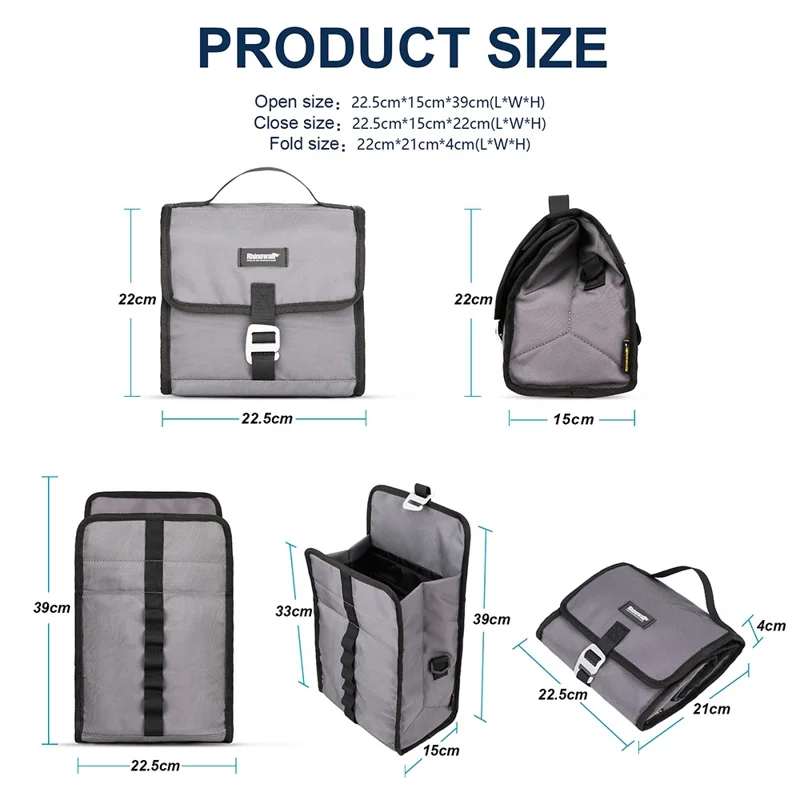 RHINOWALK RK9106 Bike Handlebar Bag Front Frame Bag Cycling Multifunction Shoulder Bag Saddle Bag Handbag with Detachable Shoulder Strap - Grey