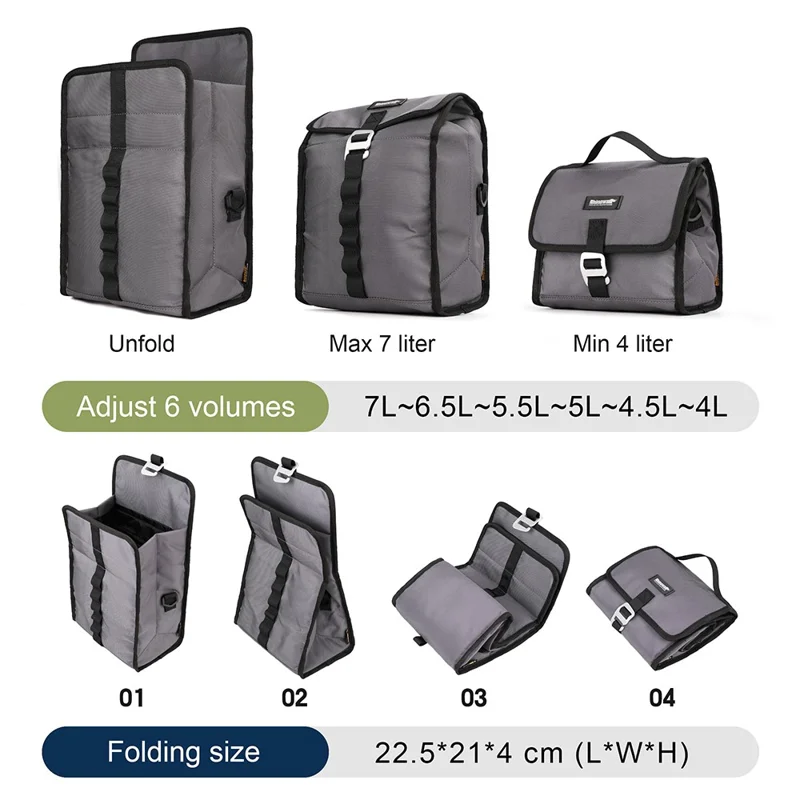 RHINOWALK RK9106 Bike Handlebar Bag Front Frame Bag Cycling Multifunction Shoulder Bag Saddle Bag Handbag with Detachable Shoulder Strap - Grey