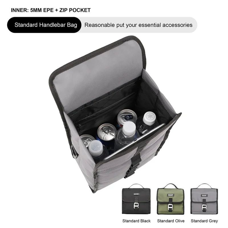 RHINOWALK RK9106 Bike Handlebar Bag Front Frame Bag Cycling Multifunction Shoulder Bag Saddle Bag Handbag with Detachable Shoulder Strap - Grey