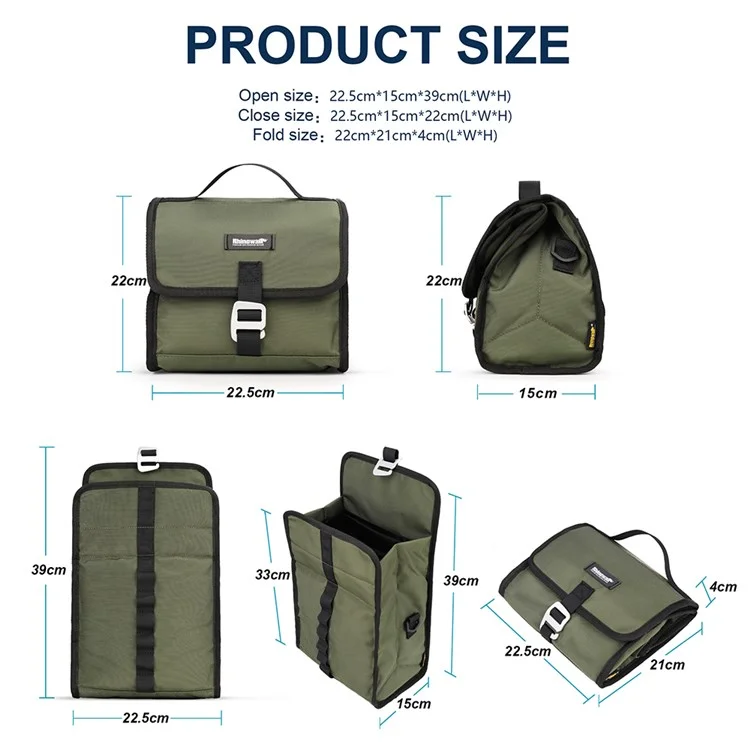 RHINOWALK RK9106 Bolsa de Guidão de Bicicleta Bolsa de Quadro Dianteiro Bolsa Multiuso de Ciclismo Bolsa de Ombro Bolsa de Sela com Alça de Ombro Removível - Verde Exército